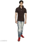 Casual half sleeve cotton blend men's t-shirt, solid color, short sleeves. India-made, perfect for everyday casual wear