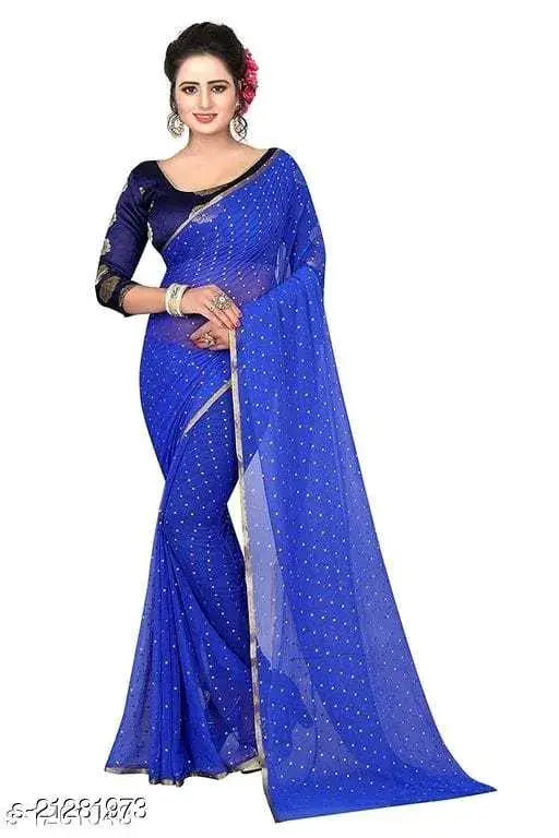 Chiffon printed saree with separate blouse, attractive Abhisarika saree from India