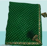 Georgette Bandhani saree with separate blouse, embellished in crystal for party wear or festive events, free size, made in India
