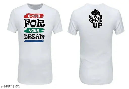 White polyester round neck sports gym t-shirt with sublimation printing, half sleeve