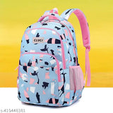 Lightweight canvas printed school backpack for girls & women, featuring 4 compartments and side pocket for water bottle. Free size (28cm x 12cm), made in India