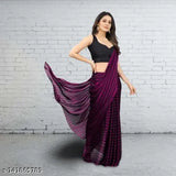 Fancy Bollywood Georgette Saree in Striped Pattern on Dupion Silk Blouse, Indian daily wear