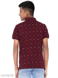 Mint green cotton blend printed polo neck half sleeve men's t-shirt from Madtee, featuring a vibrant pattern