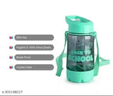 Green 450ML kids sipper water bottle with straw & belt, ideal for school and picnics