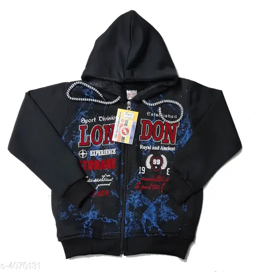 Trendy fleece kids boys sweatshirts with printed net design, long sleeves in multiple sizes (2-13 years) from India