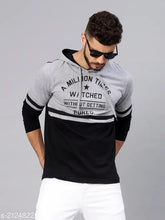 Grey printed cotton MANIAC men's hoodie, long-sleeved, Indian-made apparel