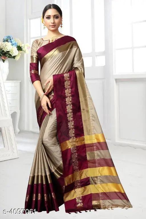 Soft cotton silk saree with Peacock design, single free size, India origin