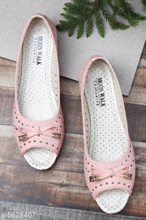 Synthetic pink bellies women's Moonwalk ballet flats - India-made solid style for beachwear or casual wear