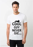 Stylish men's polyester short-sleeve t-shirt with printed design, size M (38in chest, 28in length)