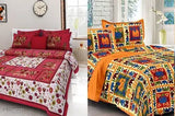 Attractive cotton printed double bedsheets set (2 pieces), high-quality Indian-made with a thread count of 144