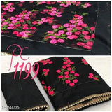 Alluring net saree, solid silk blouse with embroidery, Indian free-size women's traditional outfit