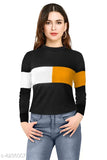 Multicolor round neck women's long sleeve t-shirt, colorblocked and made in India