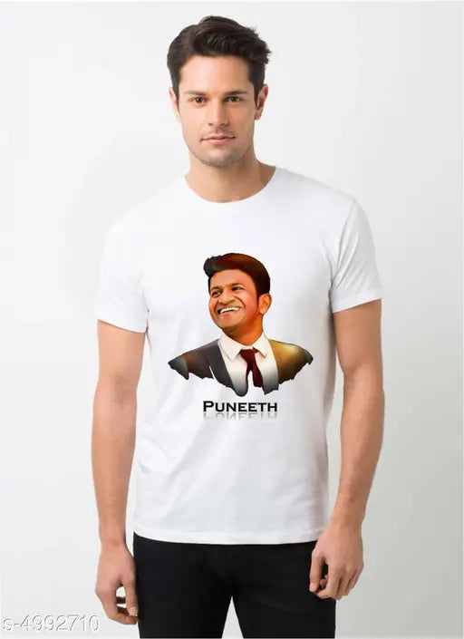 Elegant men's cotton blend short sleeves t-shirt, printed design, M/L/XL/XXL sizes, made in India