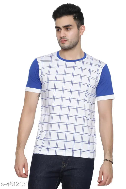 Gorgeous checked cotton men's short sleeve T-shirt, high quality apparel for fashionable fit