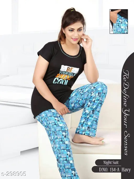 Cotton beautiful nightsuit set (2 pc), luxurious sleepwear from India