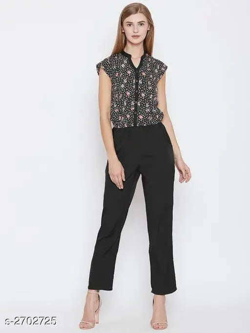 Crepe print jumpsuit, short sleeves, available in S, XL, XXL, made in India