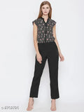 Crepe print jumpsuit, short sleeves, available in S, XL, XXL, made in India