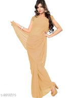 Ethnic Georgette Women's saree, solid-patterned free size saree and running blouse in Georgette fabric, originating from India