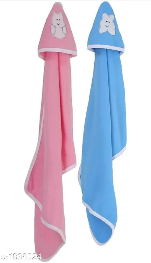 Flannel unisex baby blankets (pack of 2), solid pattern, Indian origin