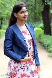 Trendy solid denim ladies jacket, long-sleeved, classic indigo color, origin India (women's fashion jacket on model)