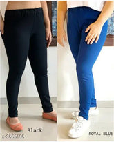 Stylish black denim jeggings pack of 2: High-waist women's leggings for party wear, comfortable sizes L-7XL