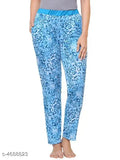 Trendy cotton-blend printed women's pyjamas, free size up to 28-36 inches, vibrant pattern on display