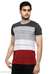 Trendy pink cotton blend men's short-sleeve t-shirts, printed design, India origin