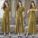 Trendy women's imported poly crepe jumpsuit, solid-colored style with short sleeves. Available in sizes M, L, XL