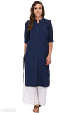Viscose long kurti, solid cotton style, three-quarter sleeves, women's clothing from India