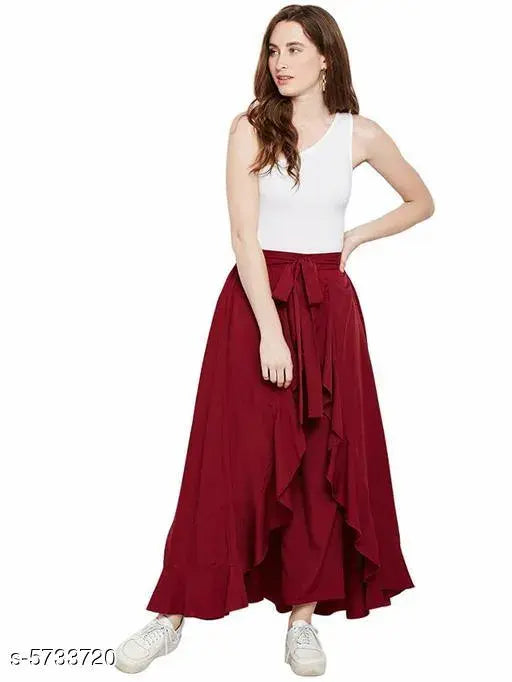 Trendy crepe women's skirt - solid pattern, sizes 30, 32, 34. Made in India