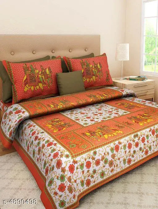 Pure cotton queen-sized double bedsheet, 160 thread count, made in India