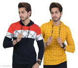 Stylish cotton blend men's long sleeve t-shirts, printed net pattern, 2 pack from India
