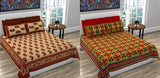 Designer cotton printed double bedsheets combo, 160 thread count, two bedsheet sets and four pillow covers, Indian origin