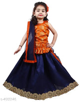 Jacquard embroidered kids' lehenga choli set, sleeveless, Indian ethnic wear for 6 months to 7 years