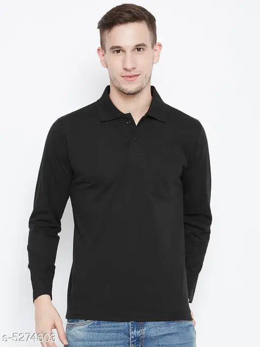 Fancy cotton long sleeve men's T-shirt in solid pattern, available in M, XL, XXL sizes