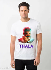 Pretty elegant men's polyester t-shirt, short sleeves with printed design, M to XXL sizes