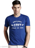 Mens cotton army printed T-shirt, short sleeves, cotton fabric, navy blue color for men's clothing