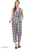 Printed net poly crepe sleeveless women's jumpsuit, attractive design on model, various sizes available from S to XXL, made in India