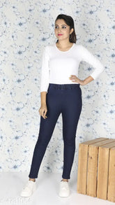 Denim black women's jeggings, high waist and stretchable for comfort