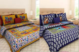 Heritage printed cotton double bedsheet combo, 144 thread count, India-made