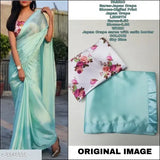 Special blue silk saree, solid pattern, free size, India-made