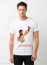 Elite polyester short-sleeve men's t-shirt, printed net design. Made in India