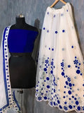 Silk and net partywear lehenga with embroidered dupatta, Indian semi-stitched fashion for events