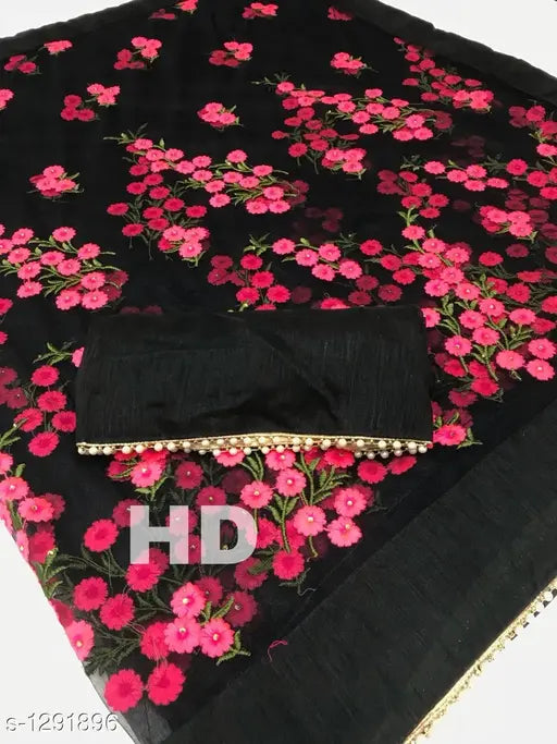 Attractive heavy net embroidered saree, Indian handcrafted saree with bangory silk blouse, length 5.5 mtr and 0.8 mtr blouse