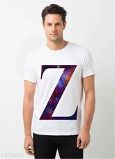 Fancy printed polyester men's t-shirt with short sleeves, trendy design, sizes M-XXL