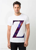 Fancy printed polyester men's t-shirt, short sleeves, trendy design, size M (38in chest, 28in length)