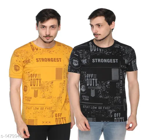 Trendy men's cotton short sleeve t-shirts (pack of 2), printed design for fashionable men, made in India