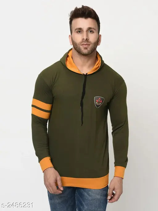 Trendy cotton blend long sleeve T-shirt with printed net pattern, soft and comfortable apparel from India