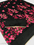 Pretty net embroidered saree, hand-embroidered Bangalori silk, traditional Indian attire