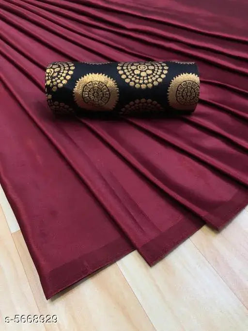 Trendy paper silk women's saree, solid blouse design, zari woven, free size, made in India